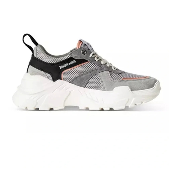 NIB Zadig & Voltaire FUTURE MESH + SUEDE Sneaker GRIS MOYEN 38 Gray Pink Black 7 - Picture 1 of 11